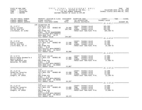 STATE OF NEW YORK 2 0 1 1 FINALASSESSMENTROLL PAGE 1 ...