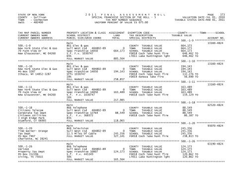 STATE OF NEW YORK 2 0 1 1 FINALASSESSMENTROLL PAGE 1 ...