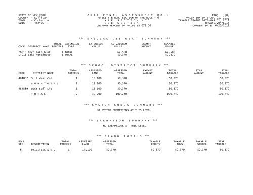 STATE OF NEW YORK 2 0 1 1 FINALASSESSMENTROLL PAGE 1 ...