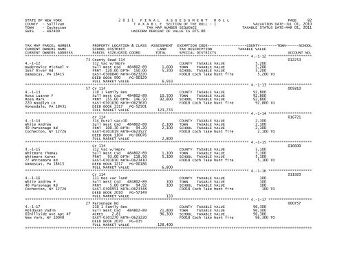 STATE OF NEW YORK 2 0 1 1 FINALASSESSMENTROLL PAGE 1 ...