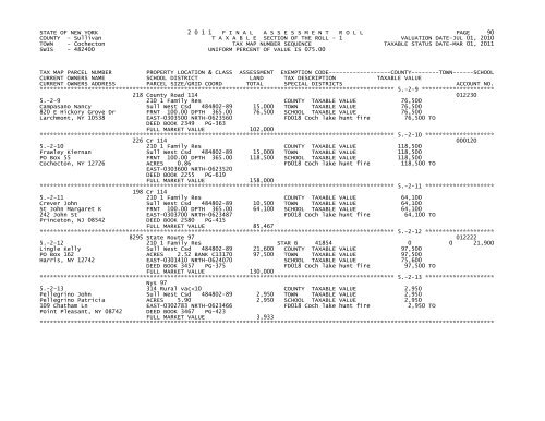 STATE OF NEW YORK 2 0 1 1 FINALASSESSMENTROLL PAGE 1 ...