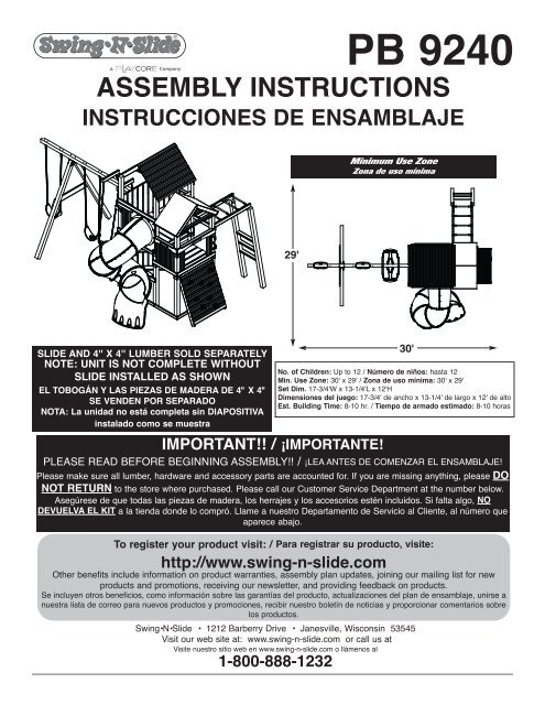 Assembly Instructions / Instrucciones de ensamblaje - Swing-N-Slide