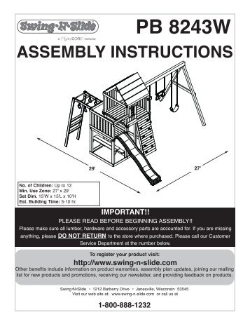 Assembly Instructions - Swing-N-Slide