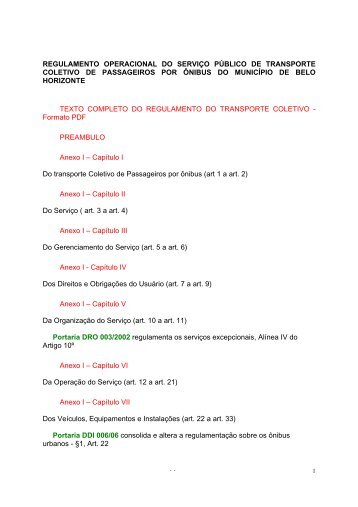 regulamento operacional do serviÃ§o pÃºblico de ... - BHTRANS