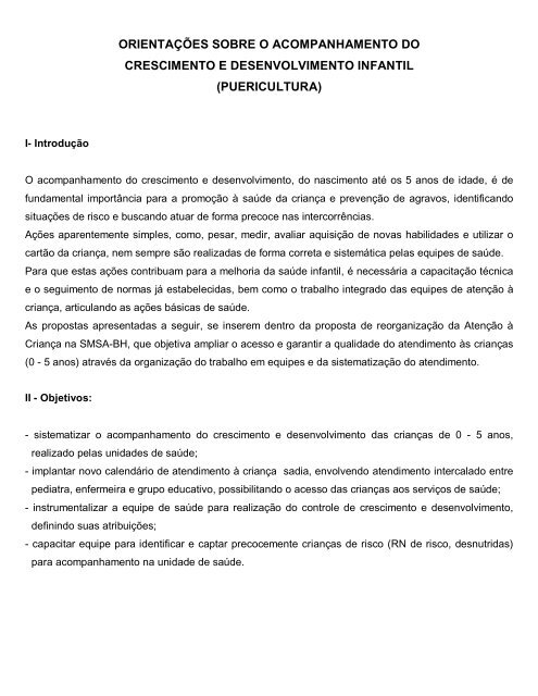 orientaÃ§Ãµes sobre o acompanhamento do crescimento e