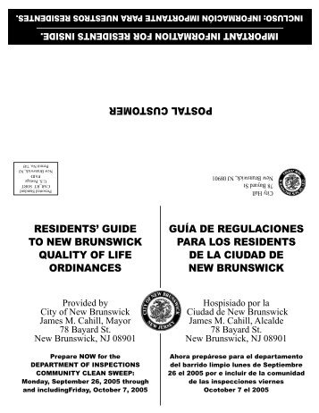 postal customer residents' guide to new brunswick quality of life ...