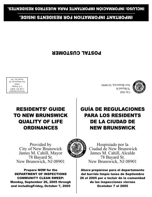 postal customer residents' guide to new brunswick quality of life ...