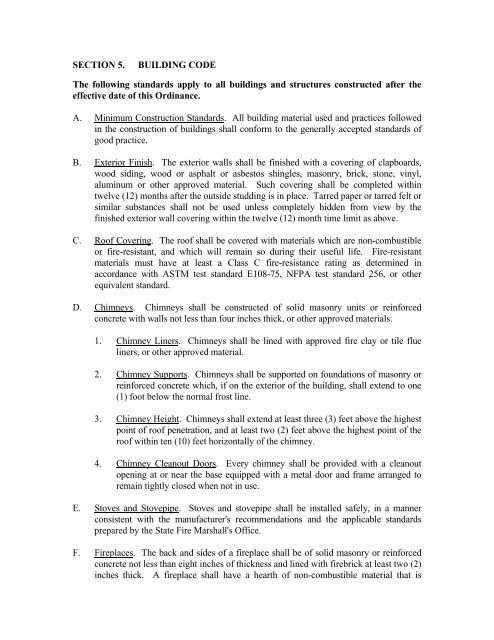 Section 5 Building Code The Following Dresden Maine