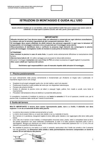 ISTRUZIONI DI MONTAGGIO E GUIDA ALL'USO