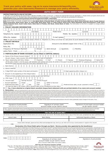 debit form auto Clearing) Service Form Mandate (Debit Electronic Clearing