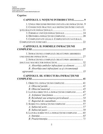 Cuprins/Infractiunea complexa - autor:Costin Ioana ... - Editura Lumen