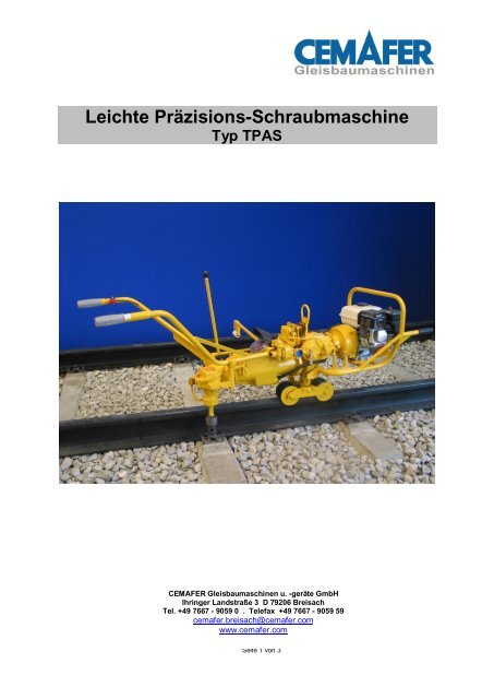 Leichte PrÃ¤zisions-Schraubmaschine Typ TPAS - Cemafer GmbH