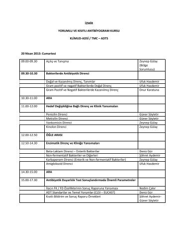İZMİR YORUMLU VE KISITLI ANTİBİYOGRAM KURSU KLİMUD ...