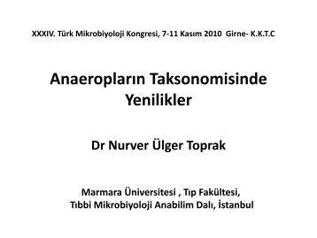 Nurver Ülger Toprak - Türk Mikrobiyoloji Cemiyeti