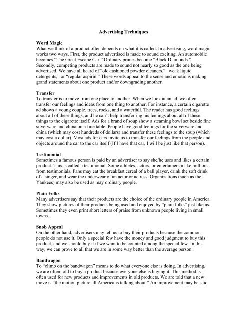 Animal Farm Advertising Techniques - CIBACS