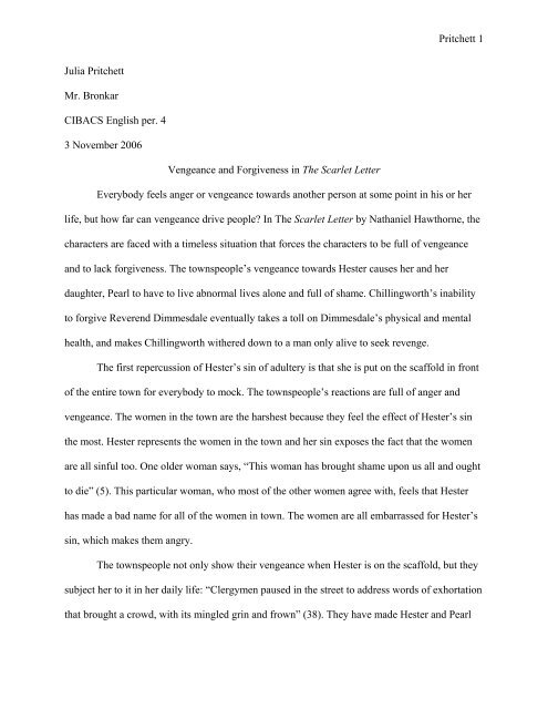 Sample Scarlet Letter Essay CIBACS