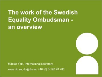 The work of the Swedish Equality Ombudsman - Indevelop