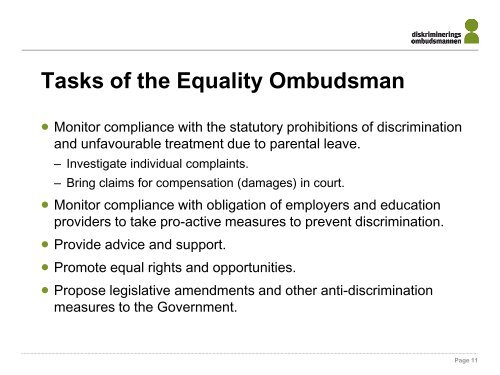 The work of the Swedish Equality Ombudsman - Indevelop