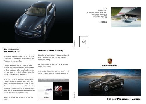 Porschenews 04/08 The new Panamera is coming.