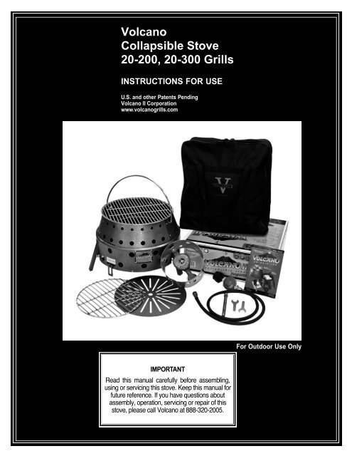 Volcano II Collapsible Stove with Propane Manual