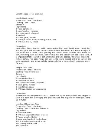 Lentil Recipes.pdf - Peace of Preparedness