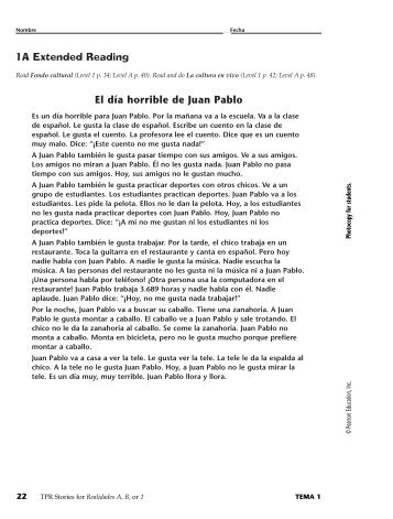 1A Extended Reading El dÃ­a horrible de Juan Pablo - CIBACS