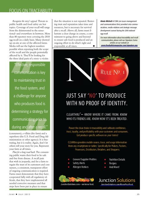 Food Safety Magazine, June/July 2012