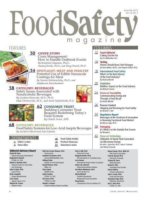 Food Safety Magazine, June/July 2012