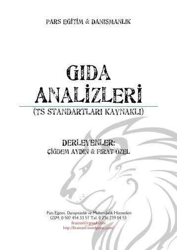 GÄ±da Analizleri - FÄ±rat ÃZEL - Pars EÄitim & DanÄ±ÅmanlÄ±k