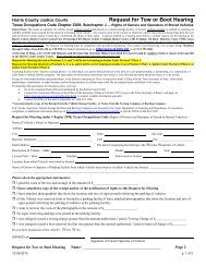 Request for Tow Hearing - Harris County Justice of the Peace Courts