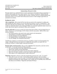 Summarizing a Research Article Research articles use a standard ...