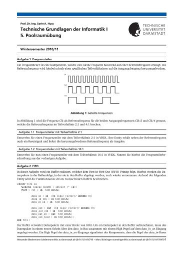 Technische Grundlagen der Informatik I 5. PoolraumÃ¼bung