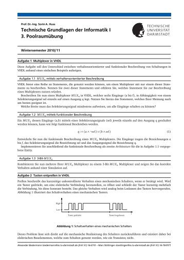 Technische Grundlagen der Informatik I 3. PoolraumÃ¼bung