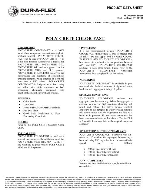 Duraflex Epoxy Color Chart