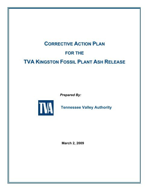 Corrective Action Plan - Tennessee Valley Authority