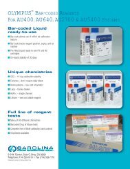 olympus bar-coded reagents - Carolina Liquid Chemistries