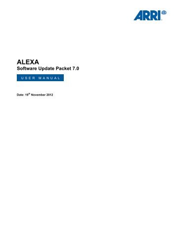 ARRI Alexa Camera Operations Manual- Version 7 - GEAR HEAD