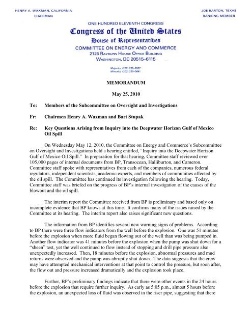 Memo for BP Internal Investigation - Roughneck City