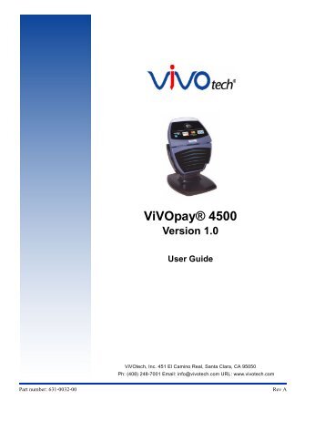 ViVOpay 4500 User Guide - Credit Card Processing Solutions