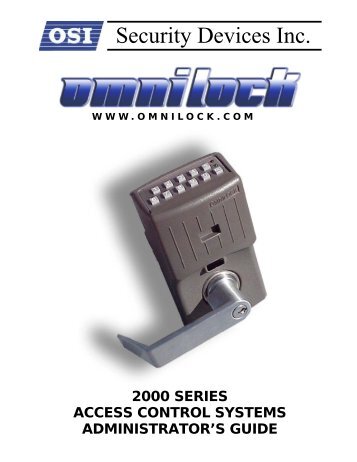 OMNILOCK 2000 ADMINISTRATOR GUIDE - OSI Security Devices
