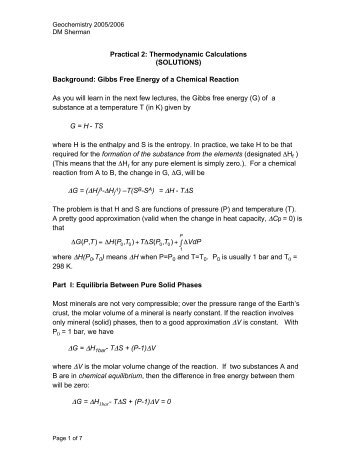 Practical 2 SOLUTIONS - Aqueous and Environmental Geochemistry