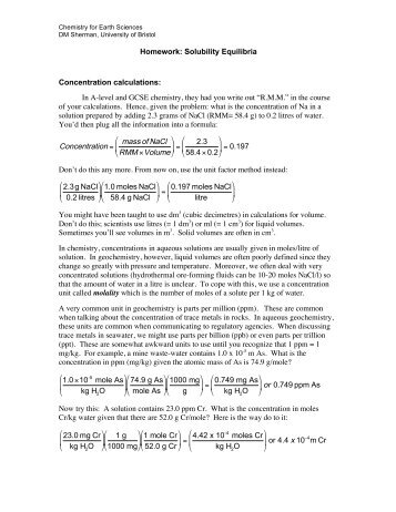 Solubility problems - Aqueous and Environmental Geochemistry