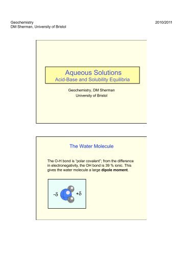 Aqueous Solutions - Aqueous and Environmental Geochemistry