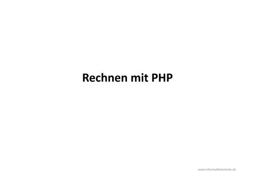 Rechnen mit PHP - auf informatikZentrale.de