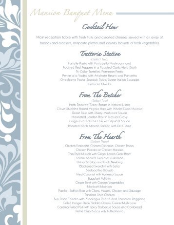 Wedding Menu - Lessing's