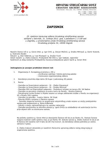 Zapisnik (~ 96 KB) - Hrvatski streliÄarski savez