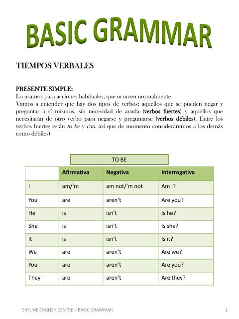 basic grammar-gramatica basica - Skyline English Centre