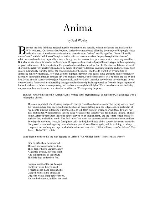 Anima - C.G. Jung Society of Atlanta
