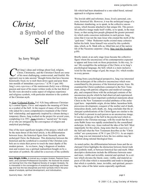 Christ, a Symbol of the Self - C.G. Jung Society of Atlanta