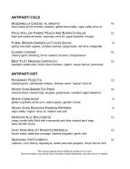 dinner menu pdf - Tra Vigne